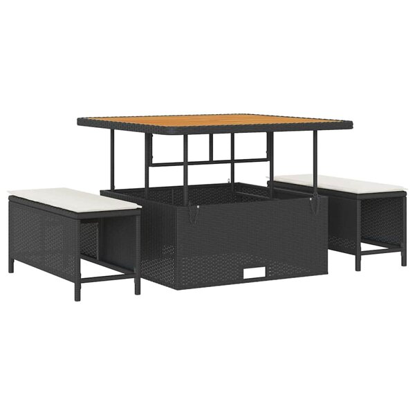 vidaXL Ensemble de salle à manger pour jardin Noir Poly rotin