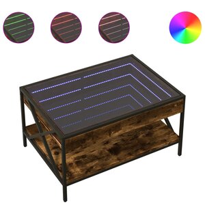 vidaXL Table basse avec LED Infinity chêne fumé 70x50x38 cm