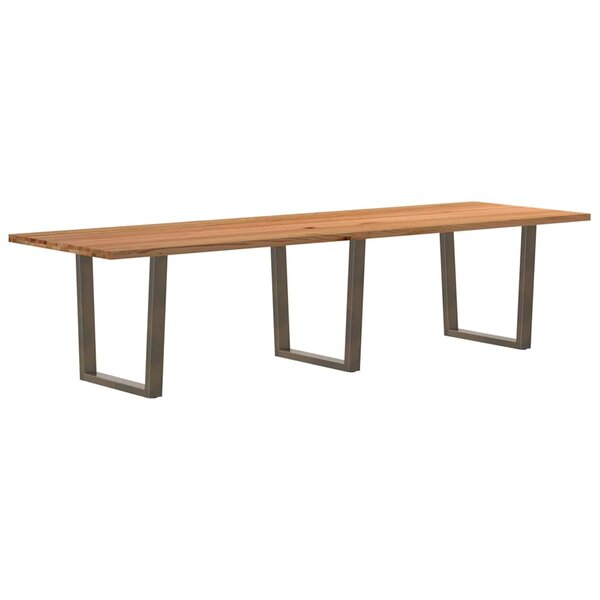 vidaXL Table à manger avec bord naturel 320x100x74cm bois massif chêne
