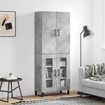 vidaXL Buffet haut Gris béton 69 5x34x180 cm Bois d'ingénierie