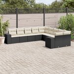 vidaXL Salon de jardin 10 Pièces avec coussins noir résine tressée