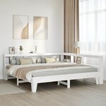 vidaXL Lit bibliothèque sans matelas blanc 200x200 cm bois pin massif