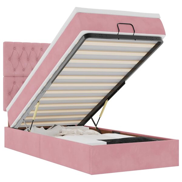 vidaXL Cadre de lit ottoman avec matelas rose 90x200 cm velours