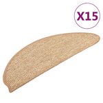vidaXL Tapis d'escalier 15 pièces 56 x 17 x 3 cm Marron clair Demi-rond