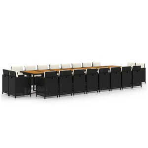 vidaXL Ensemble à dîner de jardin coussins 21 Pièces Noir Résine tressée