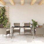 vidaXL Table de jardin dessus en verre gris clair résine tressée