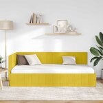 vidaXL Cadre de lit d'angle Jaune 90 cm x 190 cm Velours