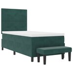 vidaXL Lit à ressort avec matelas et banc vert foncé 90x190 cm velours
