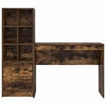 vidaXL Bureau avec rangement 2 Pièces Chêne fumé 100 x 40 x 76 cm