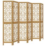 vidaXL Cloison de séparation 6 panneaux marron bois paulownia massif