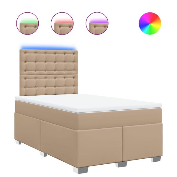 vidaXL Sommier à lattes de lit matelas cappuccino 120x190cm similicuir