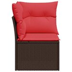 vidaXL Canapé d'angle de jardin avec coussins en résine tressée marron