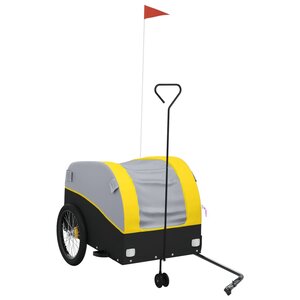 vidaXL Remorque de vélo noir et jaune 45 kg fer