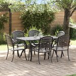 vidaXL Ensemble de salle à manger de jardin 7 pièces en aluminium coulé noir