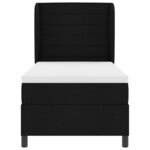 vidaXL Lit à ressorts avec matelas noir 100x200 cm en tissu