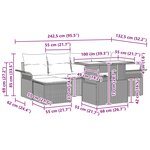 vidaXL Ensemble de canapé de jardin 7 Pièces Noir Poly Rattan