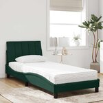 vidaXL Lit avec matelas Hanko vert foncé 80x200 cm velours