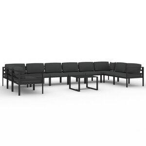 Salon de jardin meuble d'extérieur ensemble de mobilier 11 pièces avec coussins aluminium anthracite 02_0015283