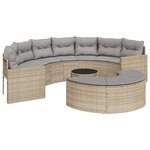 vidaXL Salon de jardin 3 Pièces demi-rond beige résine tressée