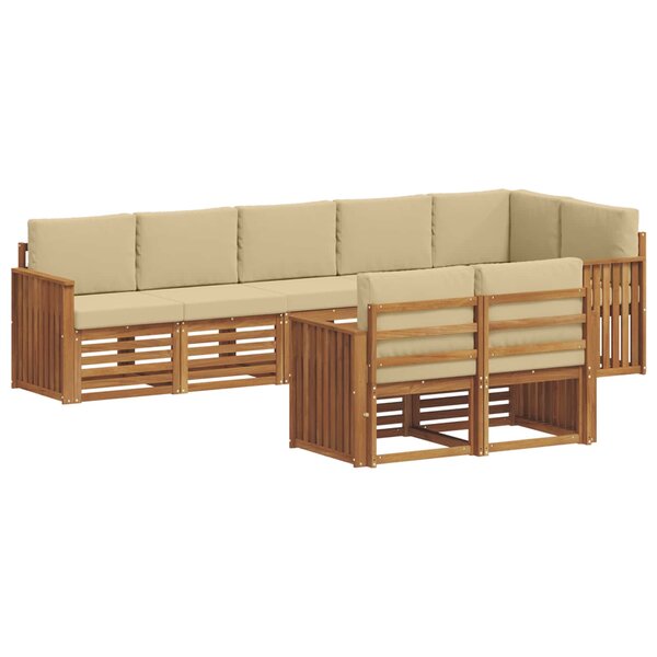 vidaXL Ensemble de canapés d'extérieur 8 pc Naturel et Beige Polyester