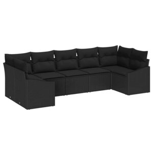 vidaXL Ensemble de salle à manger pour jardin avec coussin 7 Pièces Noir