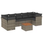 vidaXL Salon de jardin 8 Pièces avec coussins gris résine tressée