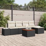 vidaXL Ensemble de canapé de jardin 6 Pièces Noir et blanc