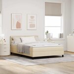 vidaXL Lit à ressorts avec tête de lit Crème 140 x 190 cm tissu