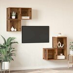 vidaXL Ensemble meuble TV 4 Pièces Bois Ancien Bois d'ingénierie
