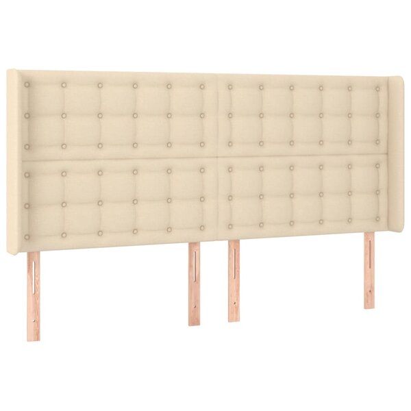 vidaXL Tête de lit avec oreilles Crème 163x16x118/128 cm Tissu