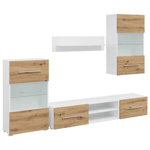 vidaXL Meubles TV et lumière LED 5 Pièces chêne artisanal bois ingénierie