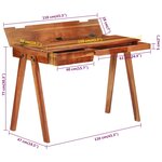 Bureau table poste de travail meuble d'ordinateur informatique étude avec tiroir 110 x 50 x 77 cm bois d'acacia massif brun 02_0023444