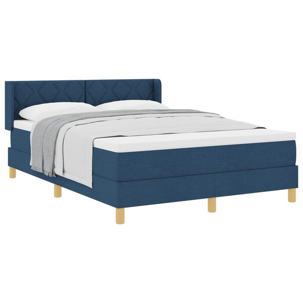 vidaXL Lit à Ressorts avec matelas Bleu 160 x 200 cm tissu