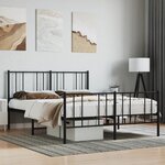 vidaXL Cadre de lit métal sans matelas avec pied de lit noir 160x200cm