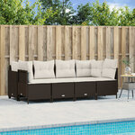vidaXL Salon de jardin avec coussins 5 Pièces marron résine tressée