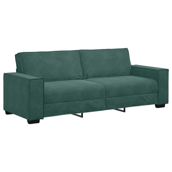 vidaXL Canapé à 3 places Vert foncé 180 cm Velours