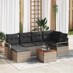 vidaXL Ensemble de canapé de jardin 7 Pièces Gris