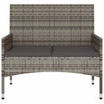 vidaXL Banc de Jardin à 2 Places avec Coussins Gris Résine Tressée
