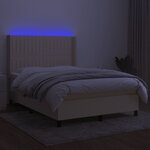 vidaXL Sommier à lattes de lit matelas et LED Crème 140x190 cm Tissu