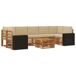 vidaXL Ensemble de canapés d'extérieur 8 pc Naturel et Beige