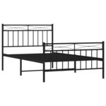 vidaXL Cadre de lit métal avec tête de lit/pied de lit noir 107x203 cm