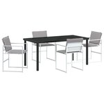 vidaXL Ensemble de salle à manger de jardin 5 pièces avec coussins blanc Textilène et acier