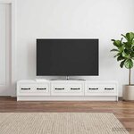 vidaXL Meuble TV 147 x 34 5 x 27 cm Blanc brillant Bois d'ingénierie