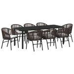 vidaXL Ensemble de salle à manger pour jardin 9 Pièces Marron Poly rotin