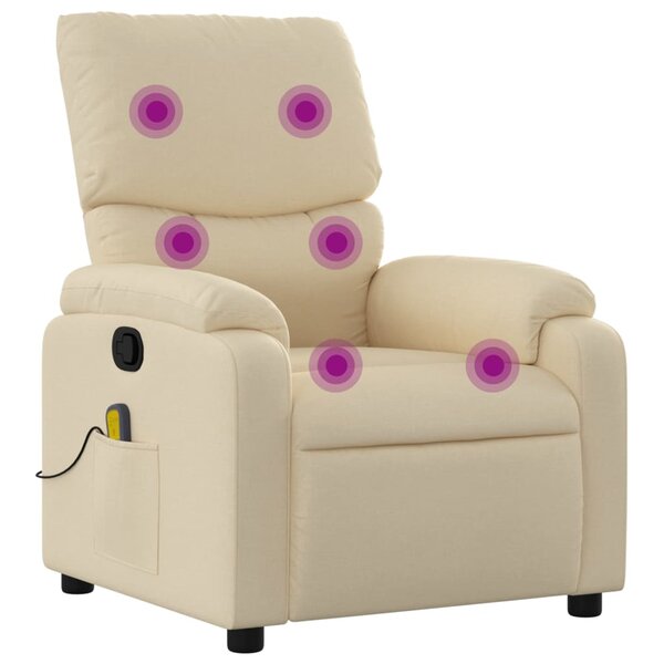 vidaXL Fauteuil inclinable de massage crème tissu