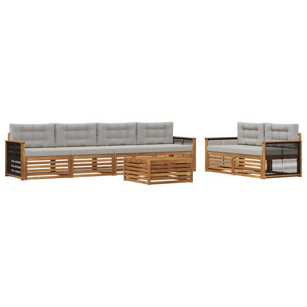 vidaXL Ensemble de canapés d'extérieur 7 pc Naturel et gris clair