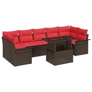 vidaXL Ensemble de canapé de jardin 8 Pièces Marron Poly rotin