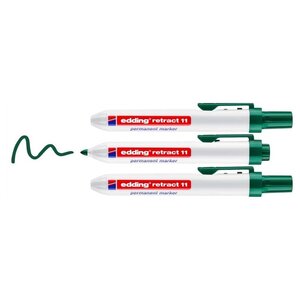 Marqueur Permanent Retract 11 Vert Pointe Moyenne 1 5-3 mm x 3 EDDING