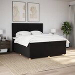 vidaXL Sommier à lattes de lit avec matelas Noir 200x200 cm Tissu