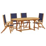 vidaXL Ensemble à manger de jardin 5Pièces bois d'acacia solide textilène